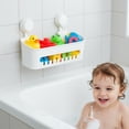 thumbnail image 1 of Pethiy Bath Toy Organizer with Strong Suction Cups, Quick Drainage Bath Toy Storage Basket with Hooks for Kids’ Bathroom (White), 1 of 7