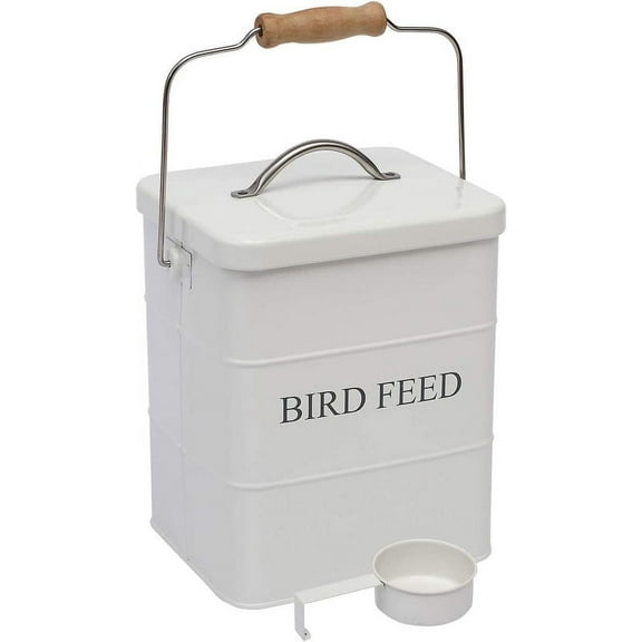 Pethiy Bird Seed Storage Container,Bird Food Jar Pet Food Storage Airtight Food Storage Container with Lid and Scoop,Hold 2 lbs,Pefect for Dog,Cat,Bird Snack Storage,White