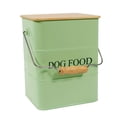 thumbnail image 1 of Pethiy Dog Food Storage Container, Metal Dog Food Tin with Wooden Lid, Handle & Serving Scoop, 5-6 lbs Capacity Pet Food Canister (Green), 1 of 5