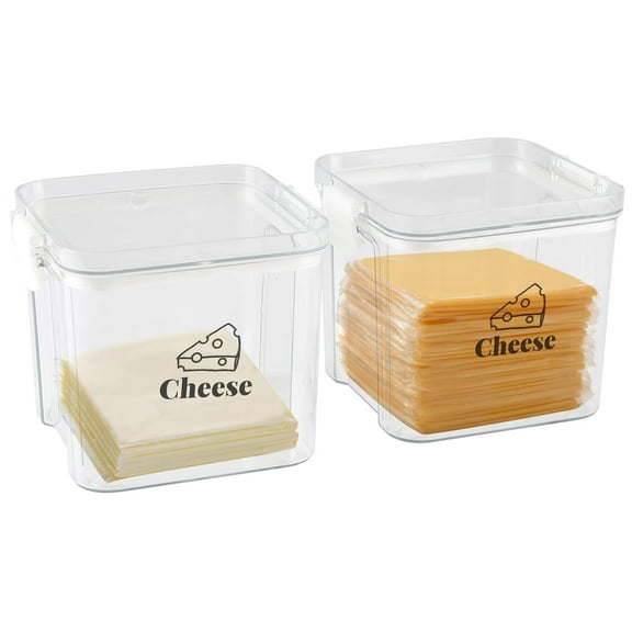 Pethiy Cheese Container for Refrigerator (2 Pack),Airtight Cream Cheese Container with Lid, Sliced Cheese Box,Shredded and Block Cheese Storage, Clear Cheese Saver for Fridge