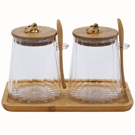 Pethiy Airtight Glass Canister with Bamboo Lid & Spoon, 22oz Kitchen Storage for Coffee Beans, Salt, Sugar & Dry Foods