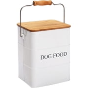 Pethiy Dog Food Storage Container Dog Treats Jar, Farmhouse Dog Food Containers, Dog Food Bin with Wooden Lid/Handle/Sevice Scoop,Hold 5-6 Lbs