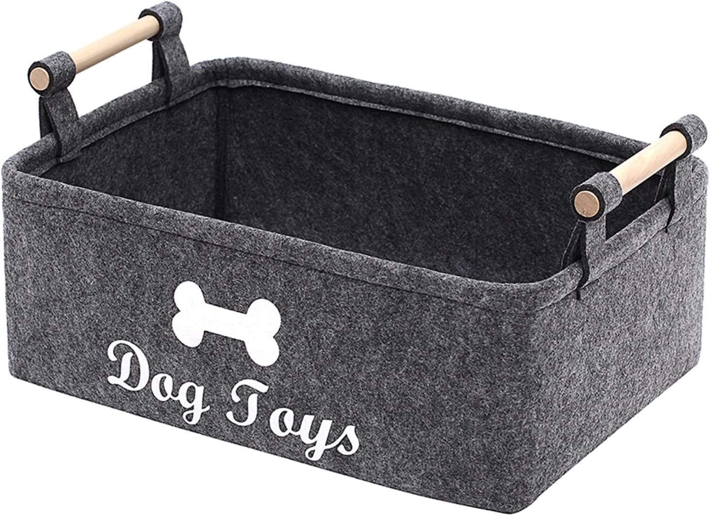 Pethiy Dog Toys Storage Bins with Wooden Handle puppy toy box(DOG