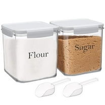 Pethiy Food Storage Jars, Airtight Containers (2-Pack, 4L) - White Kitchen Canisters with Lids Free Spoon, Perfect for Flour, Sugar, Coffee & Pantry Organization