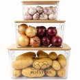 thumbnail image 1 of Pethiy Potato and Onion Storage Bins,Kitchen Vegetable Storage Set of 3,Stackable Potato Storage Onion Keeper Garlic Container with Transparent Acrylic Potato Bin with Bamboo Lid, 1 of 8