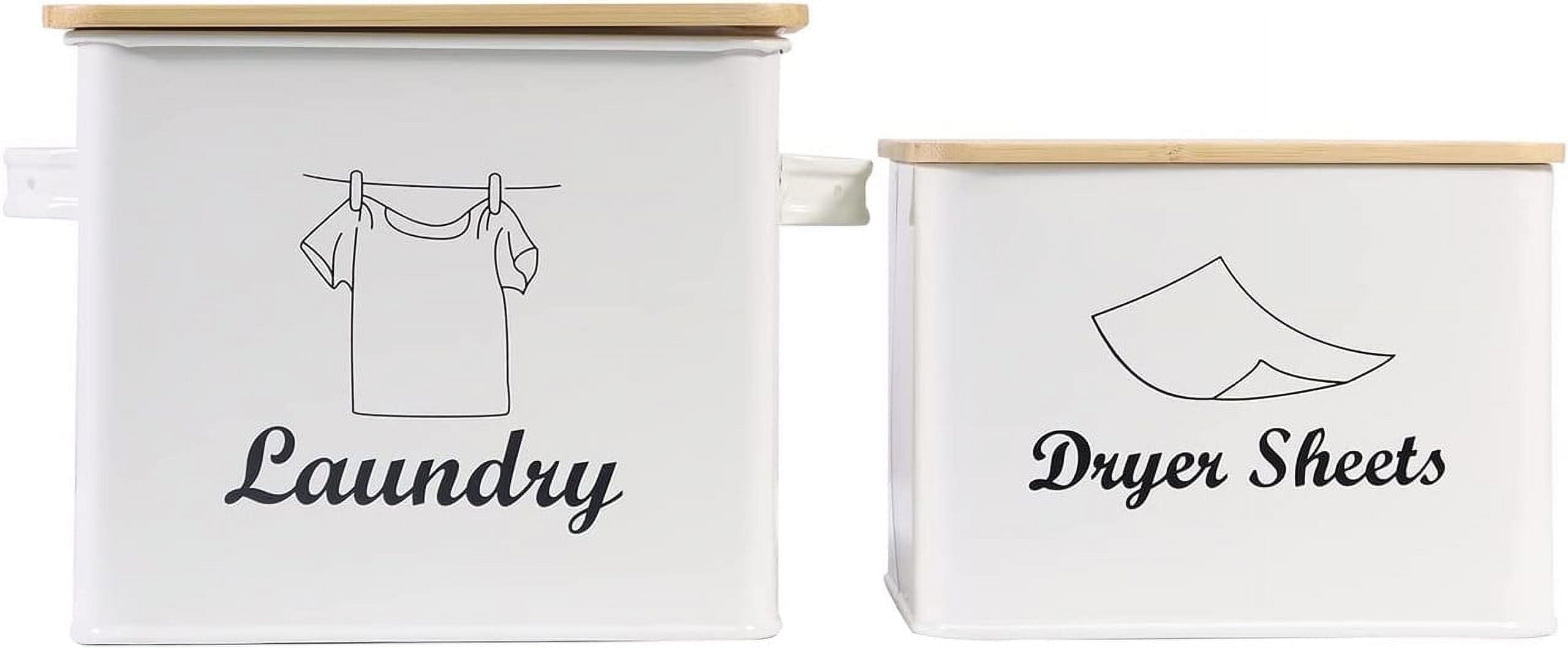 Pethiy Laundry Detergent Container for Powder, Beads, and Pods, Dryer Sheet Holder, White Laundry Canister for Bathroom Organizing and Storage