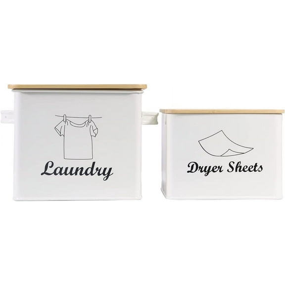 Pethiy Laundry Detergent Container for Powder, Beads, and Pods, Dryer Sheet Holder, White Laundry Canister for Bathroom Organizing and Storage