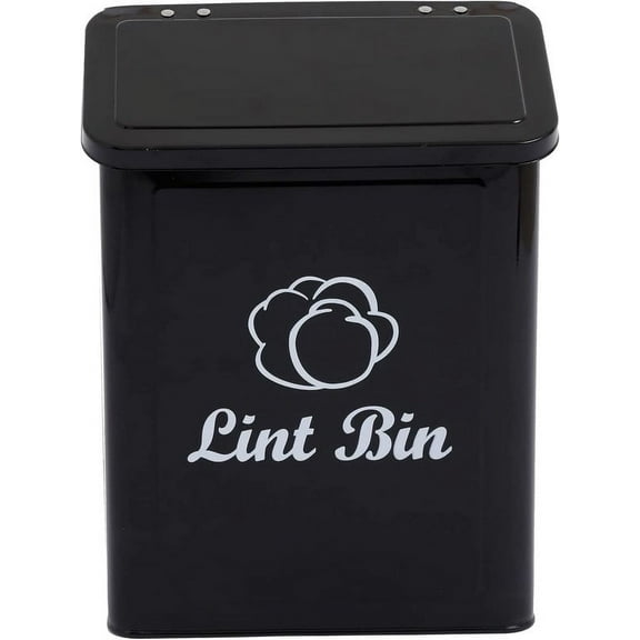 Pethiy Metal Lint Bin for Laundry Room, Magnetic Lint Bin, Wall Mounted Lint Box Holder, Washer Dryer Trash Can with Lid, Modern Farmhouse Laundry Room Decor, Organization & Storage-Black