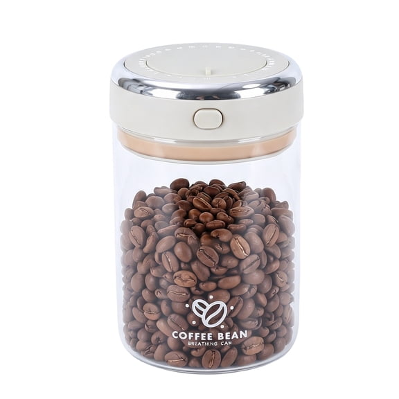 Pethiy One-Way Degassing Valve Coffee Storage Jar, Food-Grade Airtight Glass Container for Dry Goods