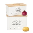 thumbnail image 1 of Pethiy Potato Onion Storage Canisters,Storage Bin For Kitchen 2 Pack Set,Potatoe, Potato Storage Box,Storage And Long Shelf Life with Aerating Tin Storage Holes,White, 1 of 8