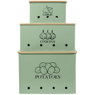 3-piece White Metal Storage Canister Set with Wood Lids and Aerating Storage Holes 3-piece White Metal Storage Canister Set with Wood Lids and Aerating Storage Holes