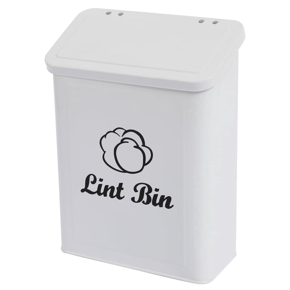 Pethiy Magnetic Lint Bin with Lid, Wall Mounted Laundry Organizer for Washer/Dryer - White