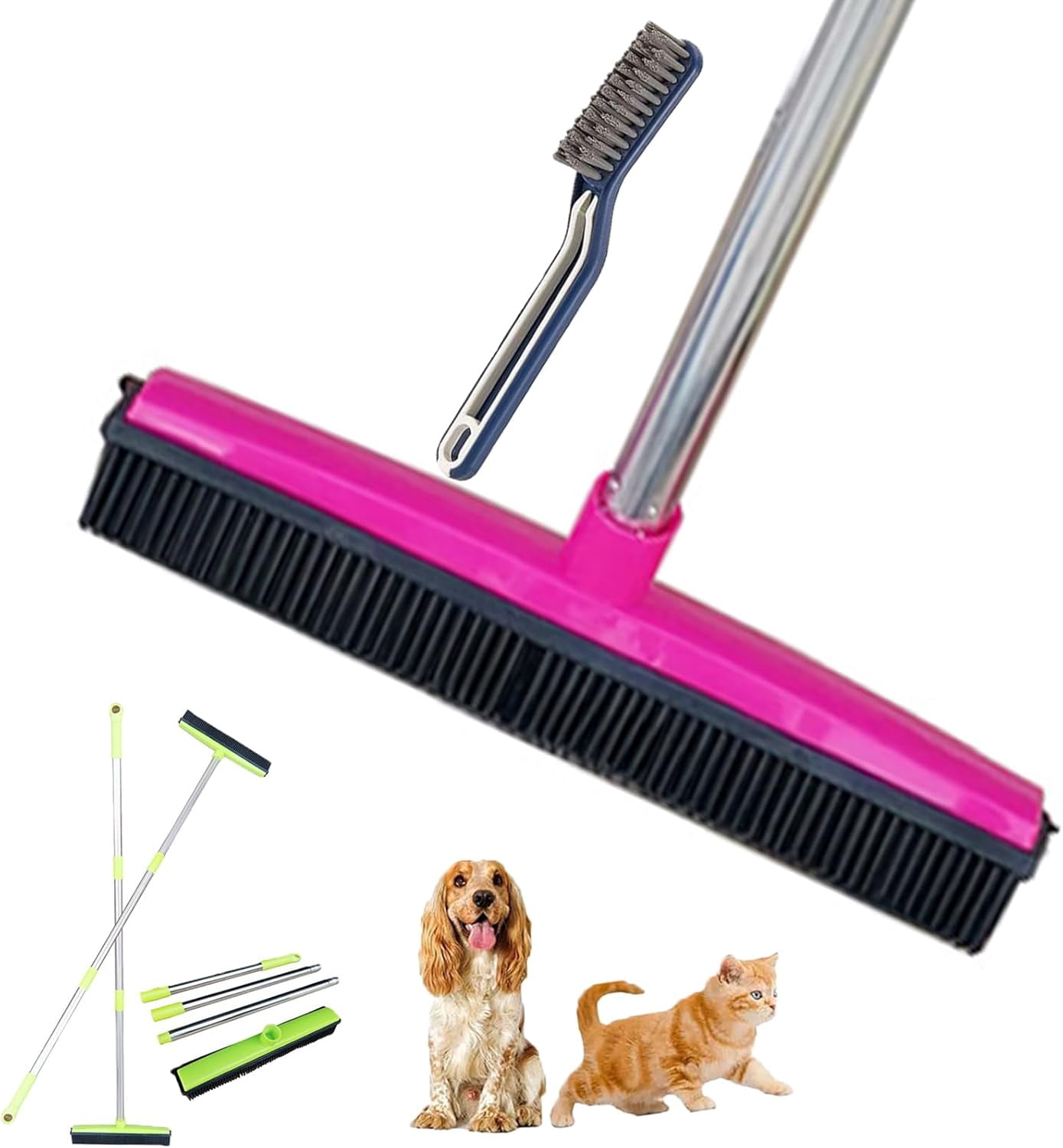 BroomWiz Pet Hair Removal, Broomwiz Carpet Scrubber, 2 In 1 Fur Removal Silicone Broom For Dog Cat Hair For Tiles Wooden Floors Carpets