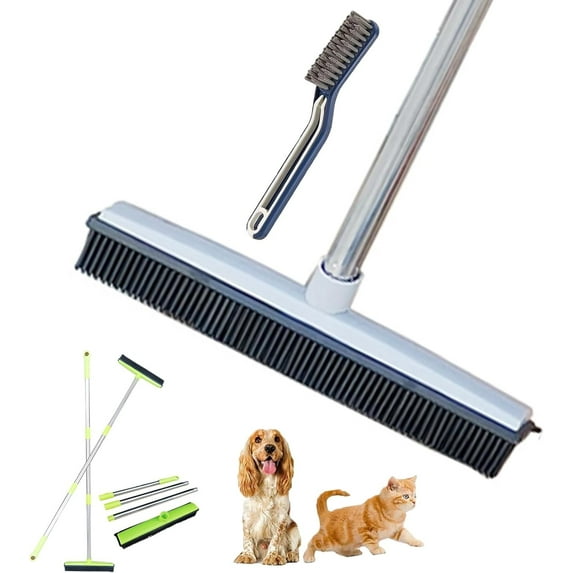 Petibo Pet Broom, Petibo Pet Fur Removal Broom, Petibopet Pet Hair Removal Broom, Rubber Carpet Broom Dog Hair Broom, Hair Broom for Carpet, Adjustable Handle Carpet Rake for Pet Hair Removal