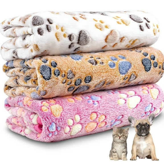 Petimi 3 Pcs Dog Blanket, Soft Warm Coral Fleece Pet Blanket, Puppy Blankets, Cat Blanket for Couch, 15.7"x23.6"