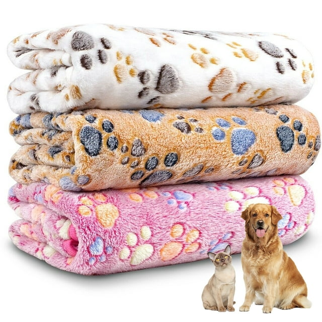Petimi 3 Pcs Dog Blanket, Soft Warm Coral fleece Pet Blanket, Puppy