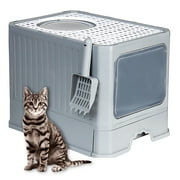 Petimi Foldable Cat Litter Box, Drawer Type Cat Litter Box with Litter Scoop