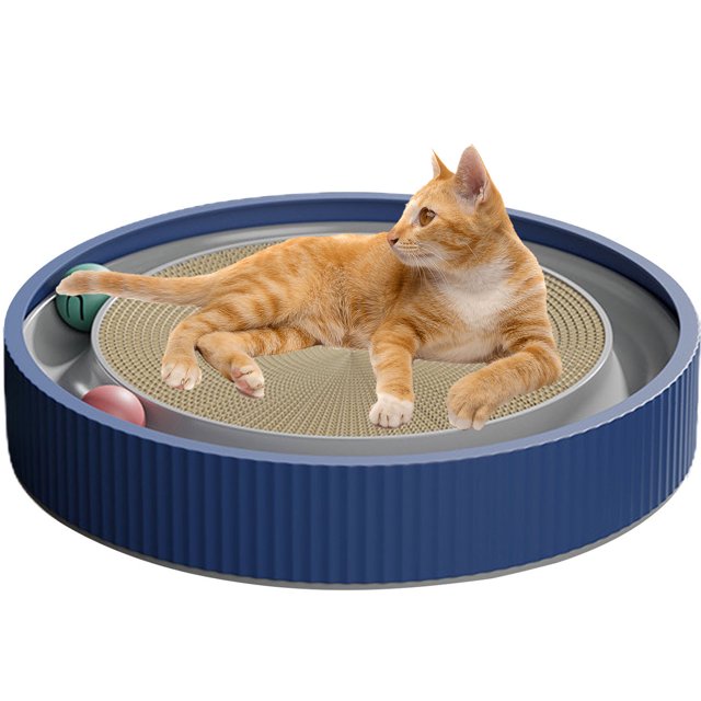 Petimi Round Cardboard Cat Scratcher, Cat Scratch Pad, Cat Toy and