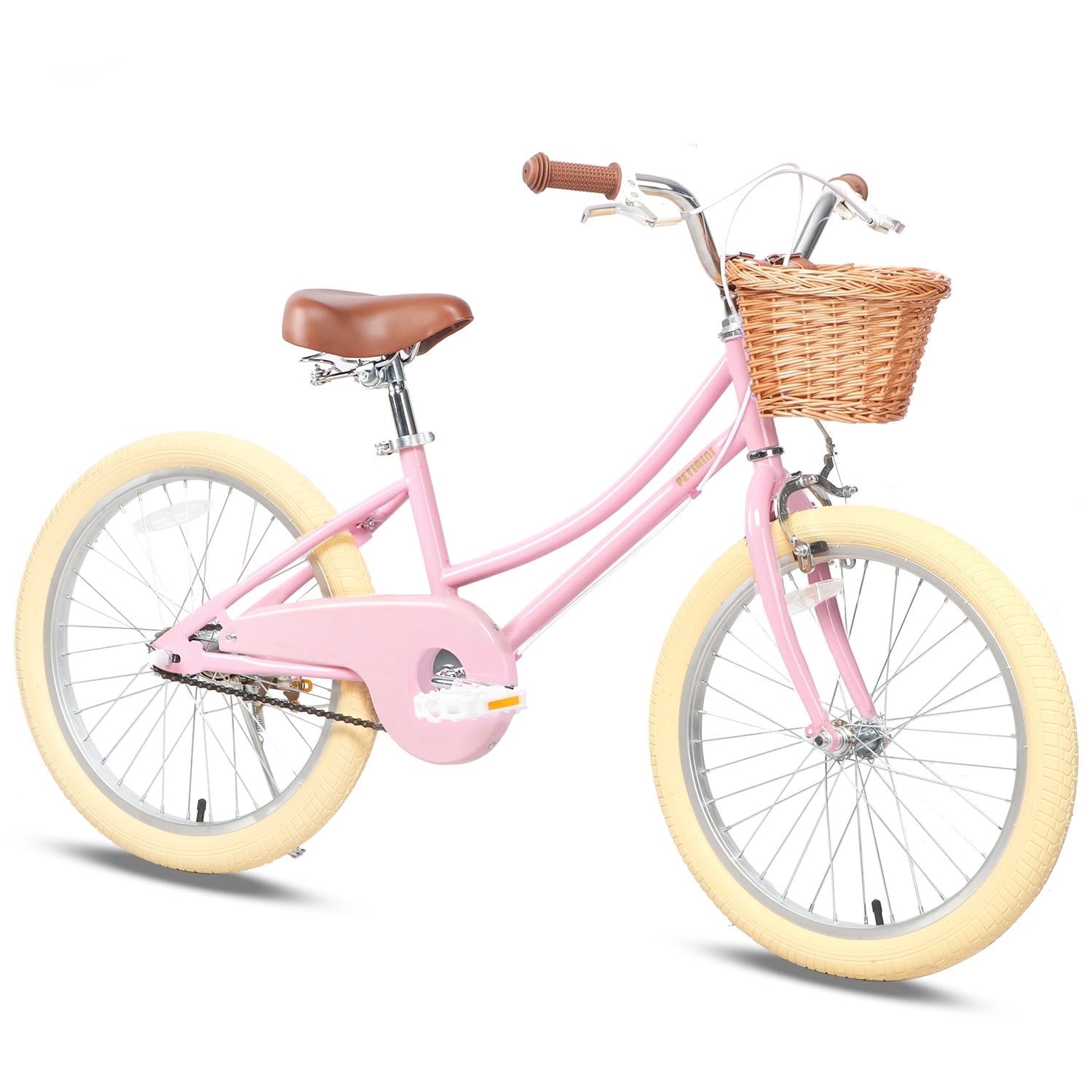 Petimini 20 Inch Assembled Retro Vintage Style Kids Bike for 3 5 Years Old Girls with Training Wheels and Bell Pink Walmart