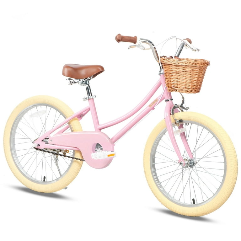 Petimini 20 Inch Assembled Retro Vintage Style Kids Bike for 3 5 Years Old Girls with Training Wheels and Bell Pink Walmart