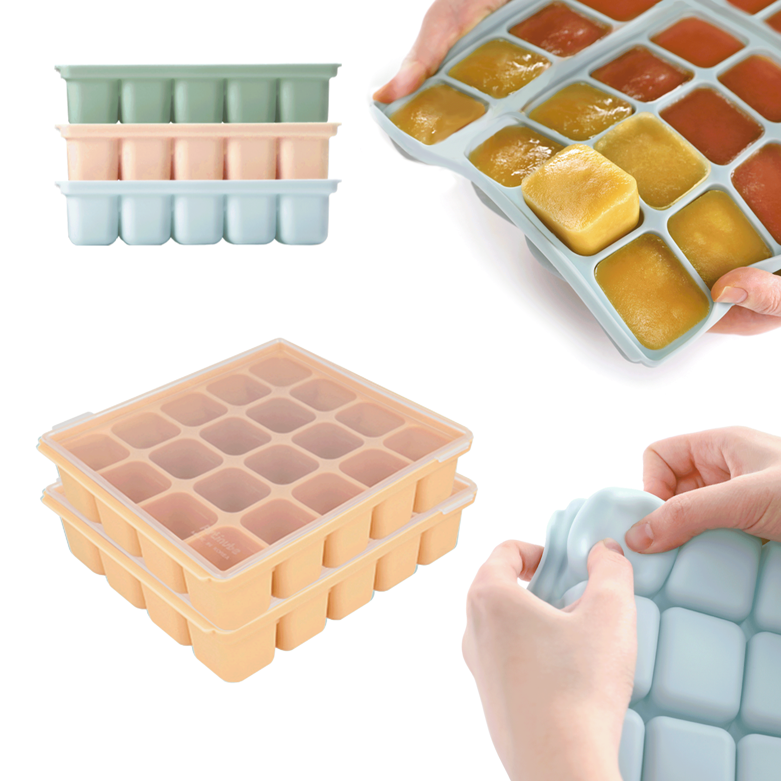 Petinube Flexible Silicone Freezer Tray 20 Cubes, 16.91 fl. oz / 0.84 ...
