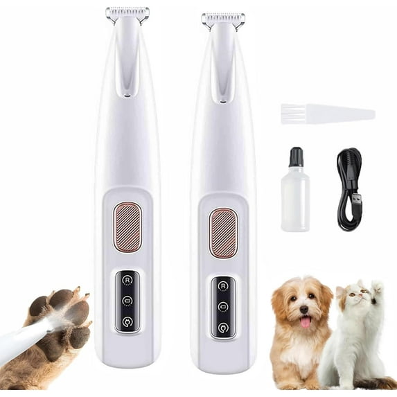 Petior Pet Paw Trimmer, Petior Paw Trimmer for Dogs, Petior Upgraded Pet Paw Trimmer, Petoirpet Trimmer, Petoir Paw Trimmer, Waterproof Rechargeable Pet Shaver with LED Light-2set