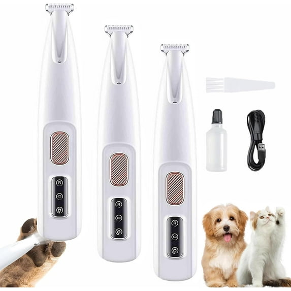 Petior Pet Paw Trimmer, Petior Paw Trimmer for Dogs, Petior Upgraded Pet Paw Trimmer, Petoirpet Trimmer, Petoir Paw Trimmer, Waterproof Rechargeable Pet Shaver with LED Light-3set