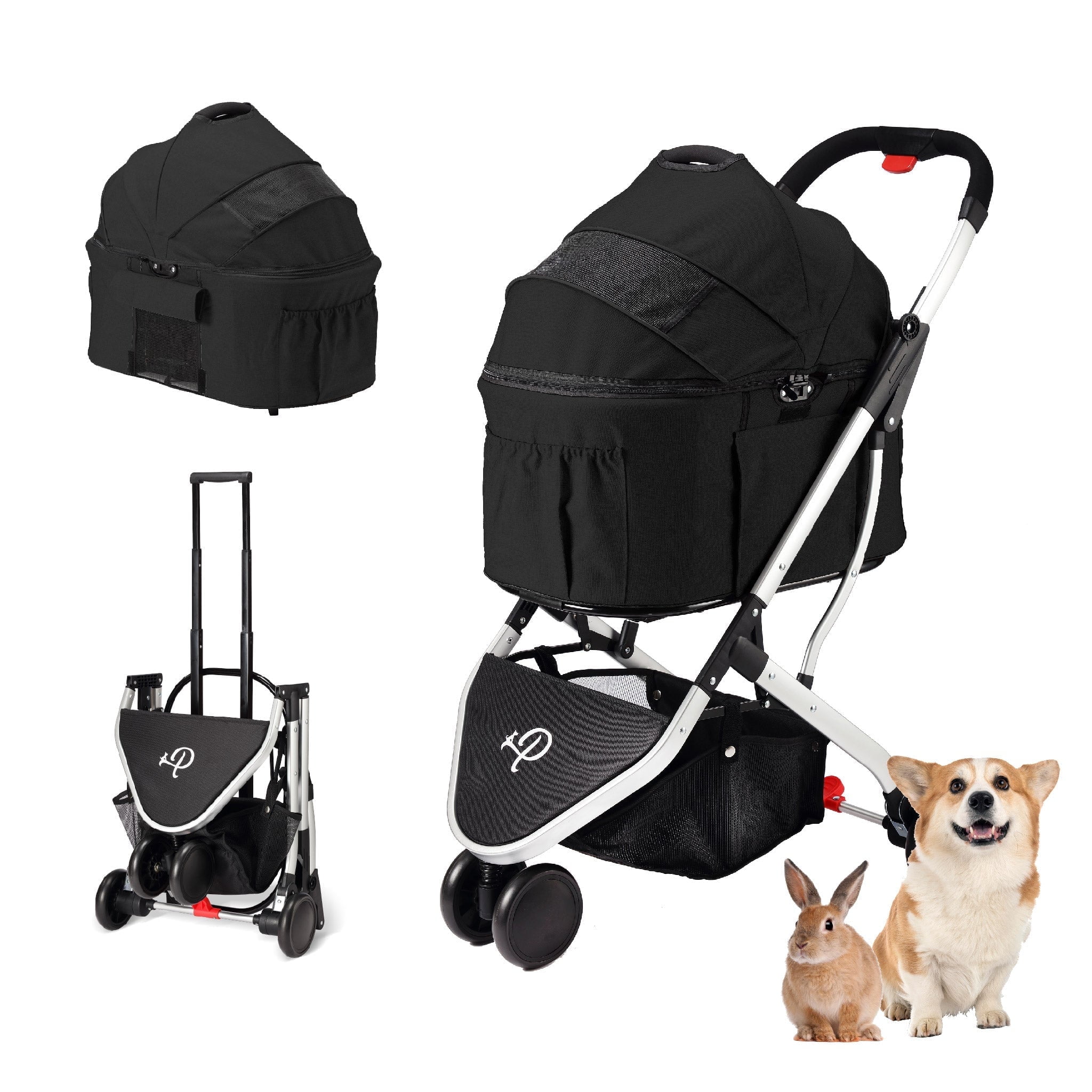Petique Newport 3-in-1 Pet Stroller Travel System Midnight