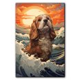 thumbnail image 1 of Petit Basset Griffon Vendeen Canvas Wall Art Framed Great Wave Oil Painting Stretched and Framed Artsy Romantic Wall Paintings Girlfriend gift for Living Room Bedroom Bathroom Office Wall Décor, 1 of 4