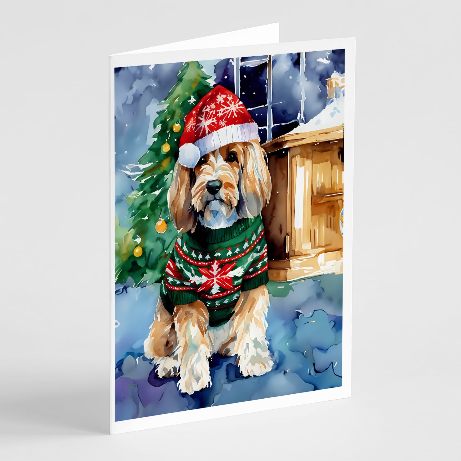 Petit Basset Griffon Vendeen Christmas Greeting Cards Pack of 8 7 in x 5 in