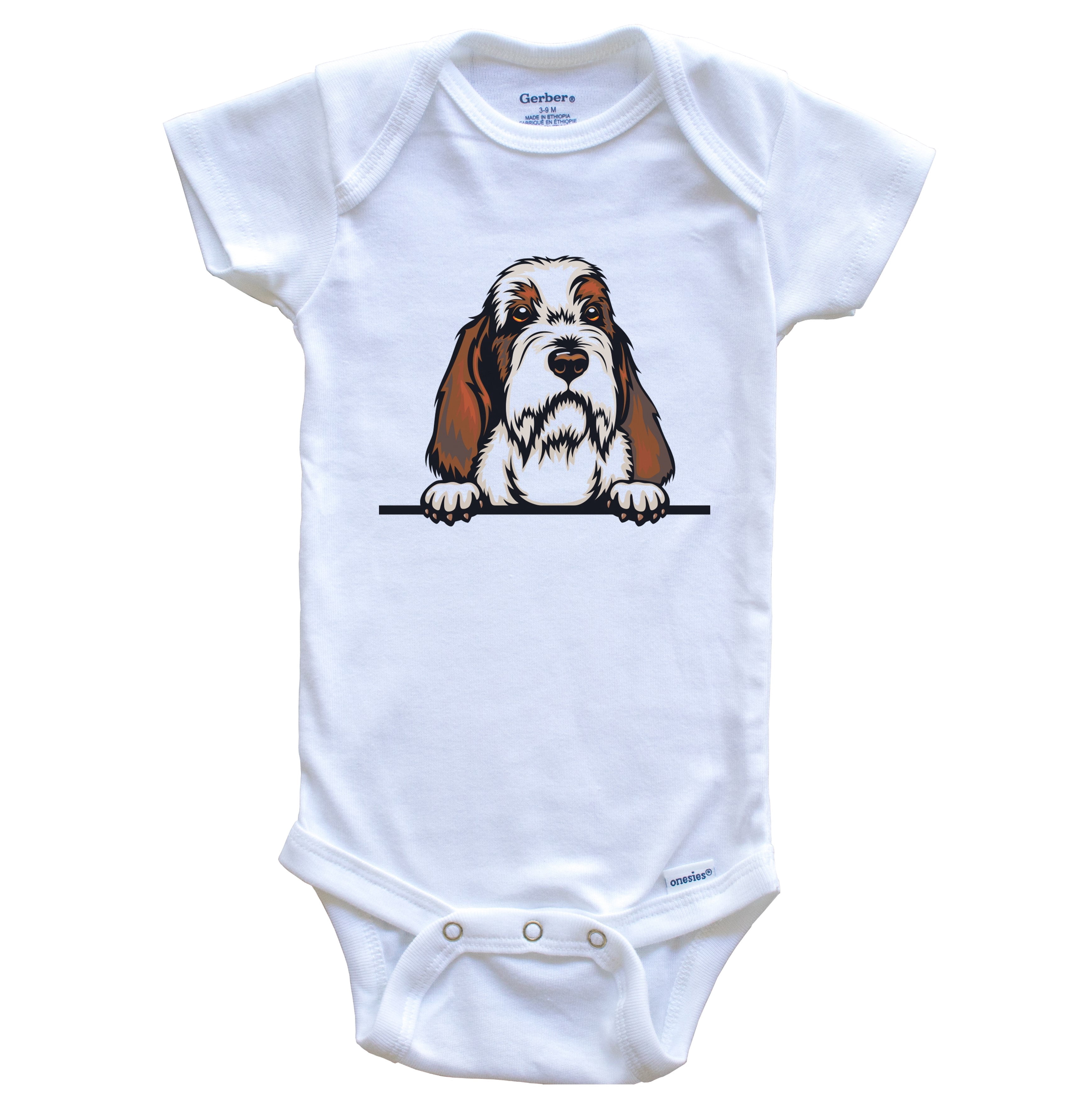Petit Basset Griffon Vendeen Dog Breed Cute One Piece Baby Bodysuit, 0-3 months white