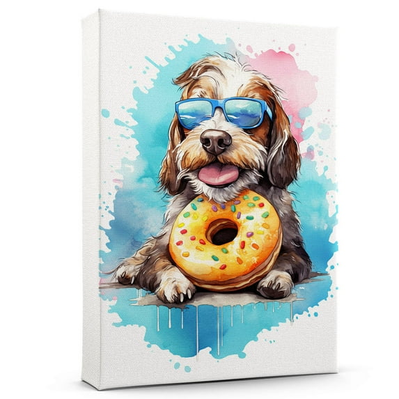 Petit Basset Griffon Vendeen Dog Canvas Wall Art,Pet Canvas Painting Puppy Artwork,Colorful-Watercolor Original Artwork Print For Bedroom, Bathroom Wall Art decor