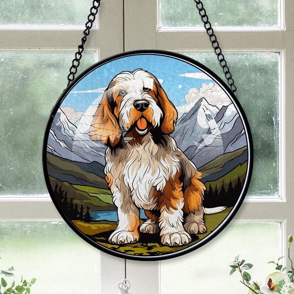 Petit Basset Griffon Vendeen Dog Ornament Christmas 2025 - Petit Basset Griffon Vendeen Dog Stained Glass SunCatcher for Window Decor, Christmas Keepsake, Dog Christmas, Xmas Gifts
