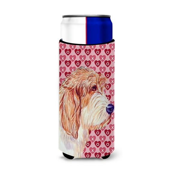 Petit Basset Griffon Vendeen Hearts Love Valentines Day Ultra Hugger for slim cans