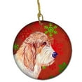 thumbnail image 1 of Petit Basset Griffon Vendeen Red Snowflake Holiday Christmas Ceramic Ornament, 1 of 1
