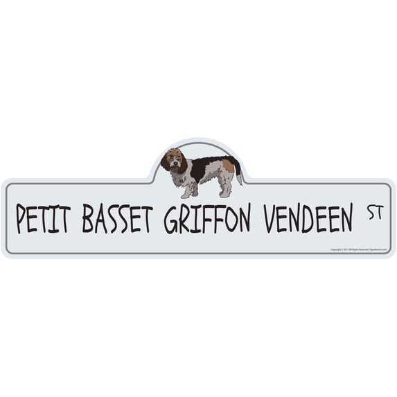 Petit Basset Griffon Vendeen Street Sign | Indoor/Outdoor | Dog Lover Funny Home Décor for Garages, Living Rooms, Bedroom, Offices | SignMission personalized gift | 24" Wide