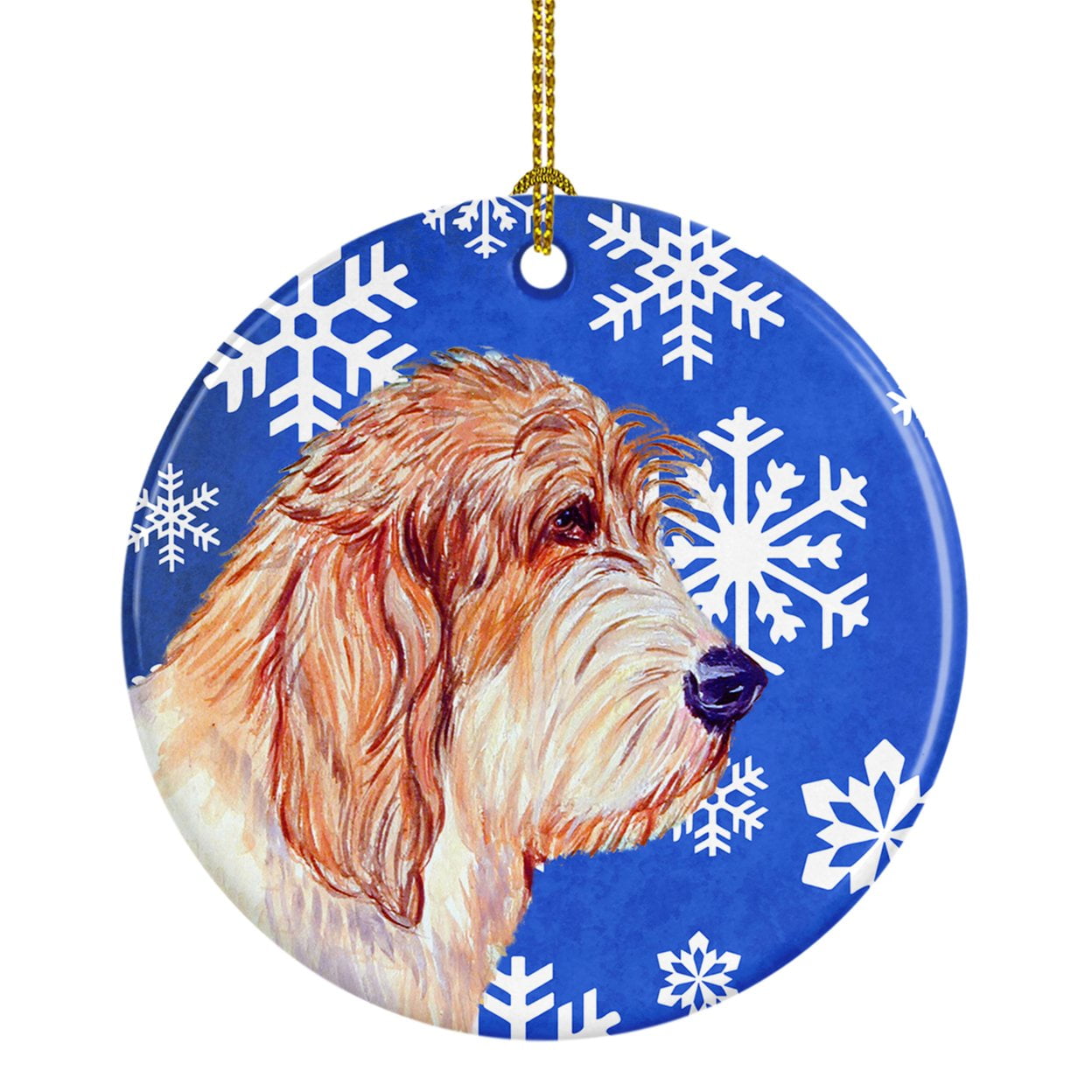 Carolines Treasures LH9307-CO1 Petit Basset Griffon Vendeen Winter Snowflake Holiday Ceramic Ornament, Multicolor