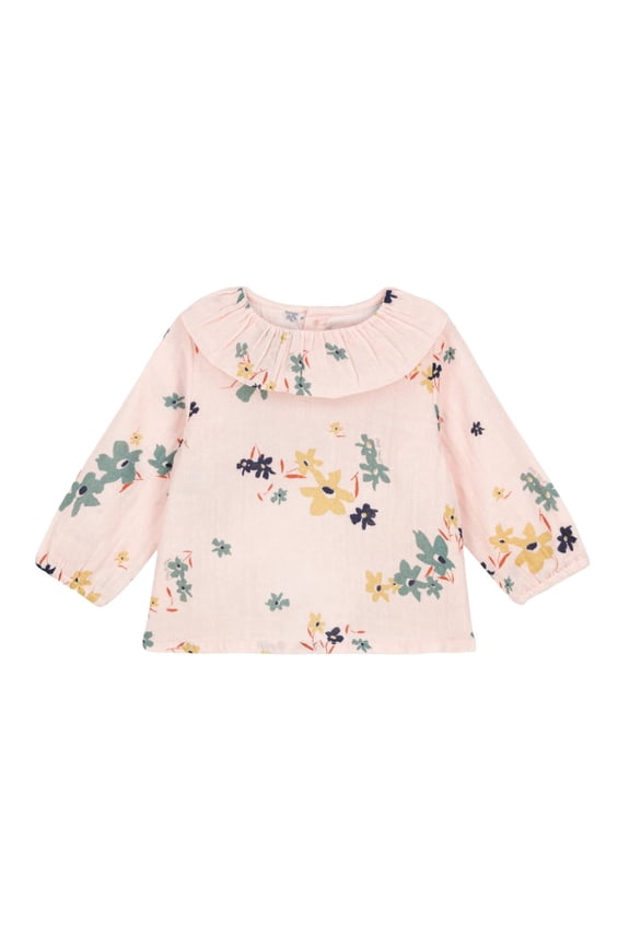 Girls Ruffled Neck Long Sleeve Top, Size 36M