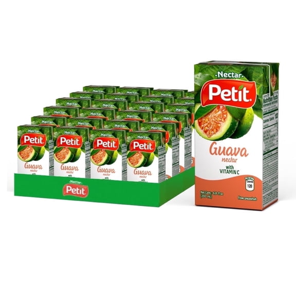 Petit Guava Nectar, 200 ml (Pack of 24) Refreshing Tropical Fruit Beverage