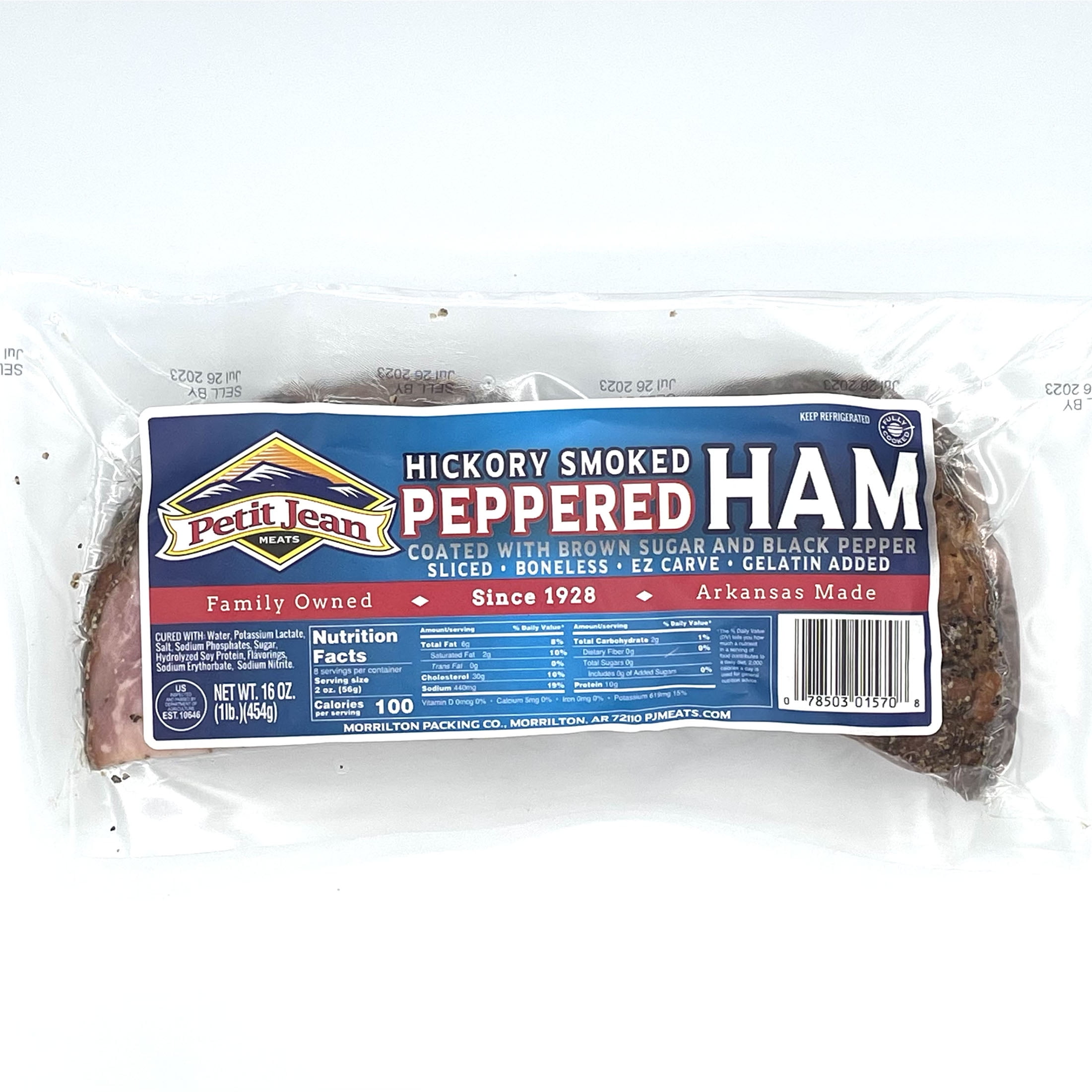 Petit Jean Meats Sliced Boneless E-Z Carve Peppered Ham, 16 oz.
