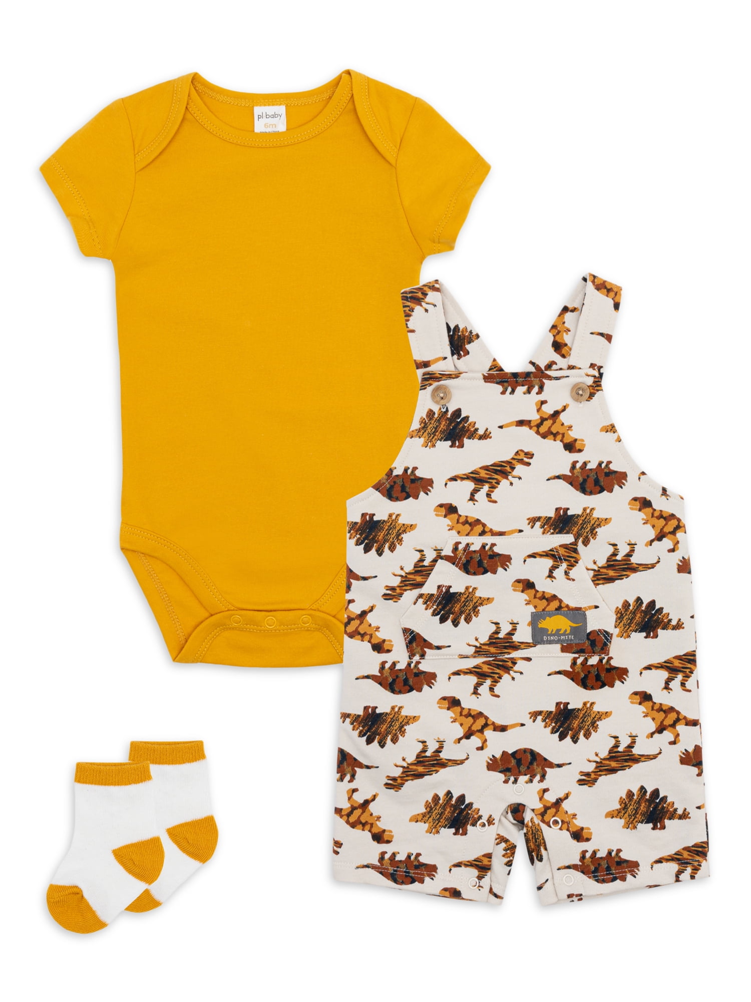Petit Lem Baby Boy Overalls, Bodysuit and Socks Outfit Set, 3Piece