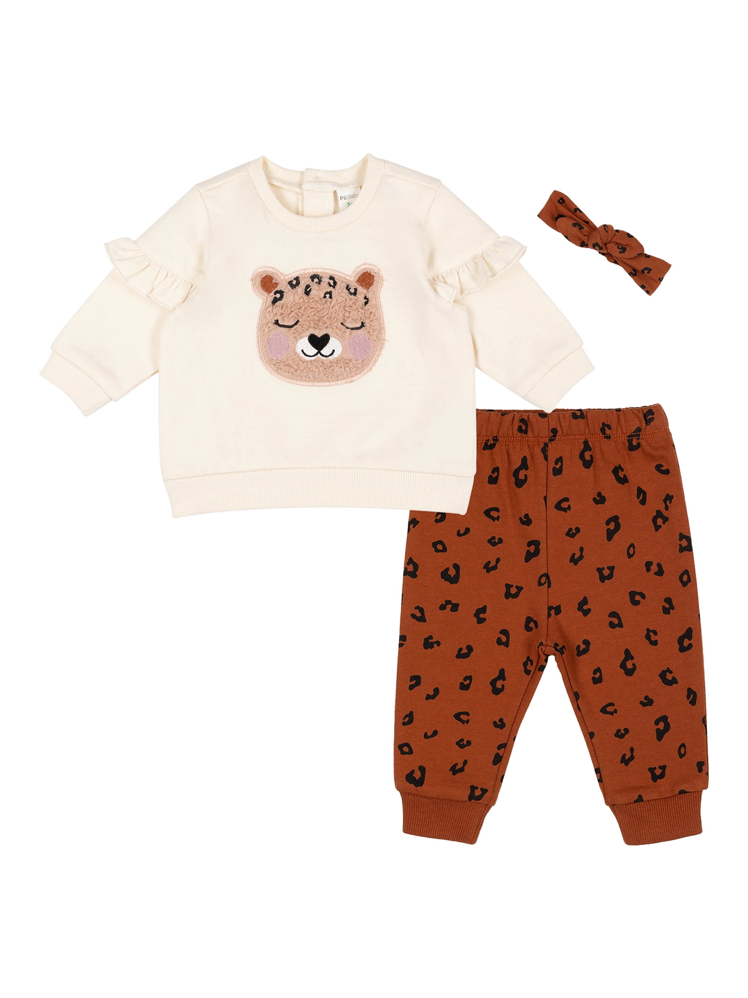 Petit Lem Baby Girl 3 Pc Sweatshirt Outfit Set w Headband Sizes 3