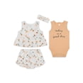 thumbnail image 1 of Petit Lem Baby Girl 4 Piece Short Set - Off White, 1 of 5