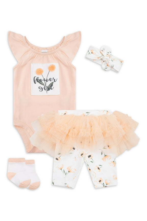 Baby Girl 4 Piece Skegging Set - Coral