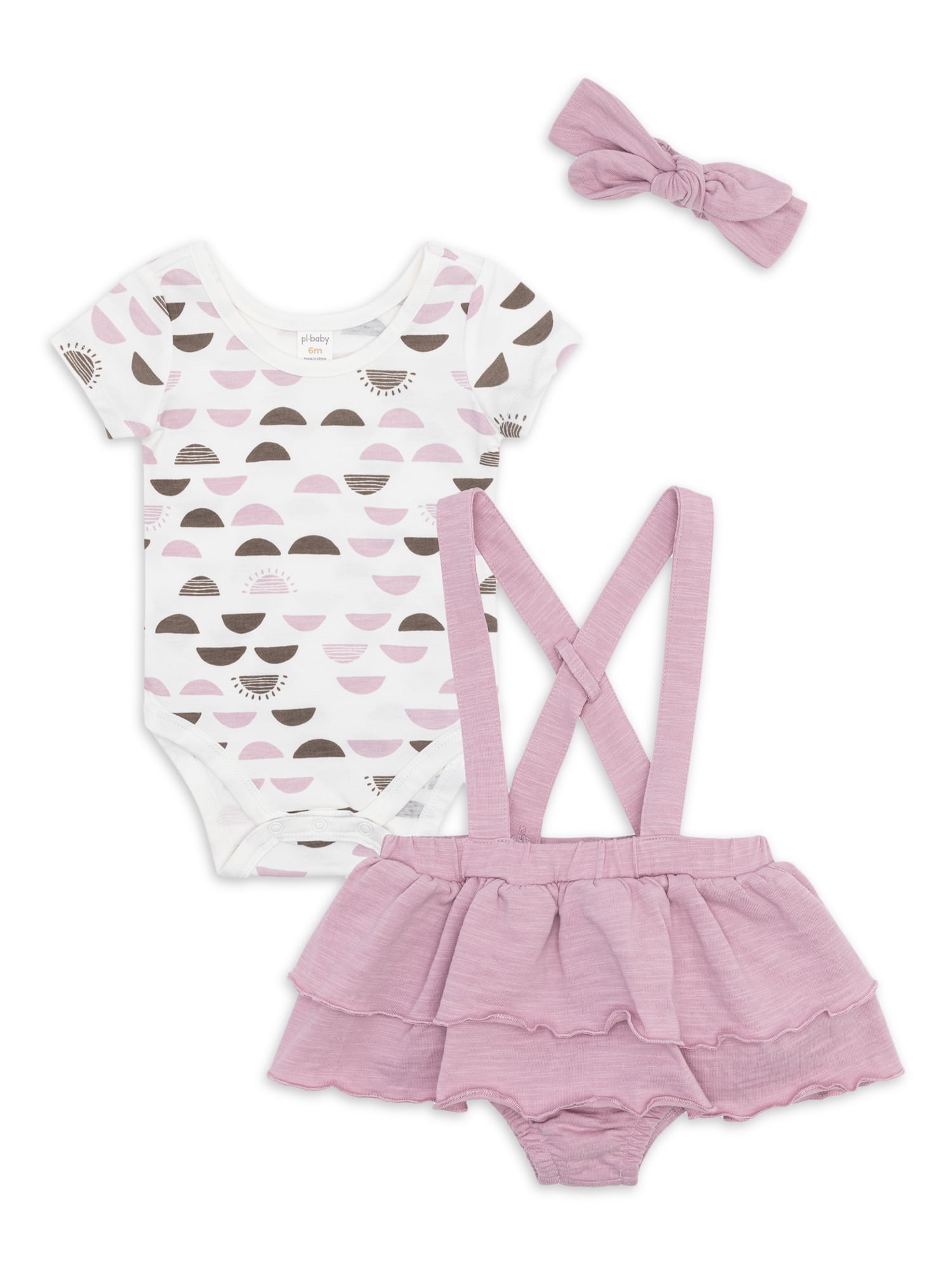 Petit Lem Baby Girl Skirtall, Bodysuit and Headband Outfit Set, 3Piece, Sizes 3M24M
