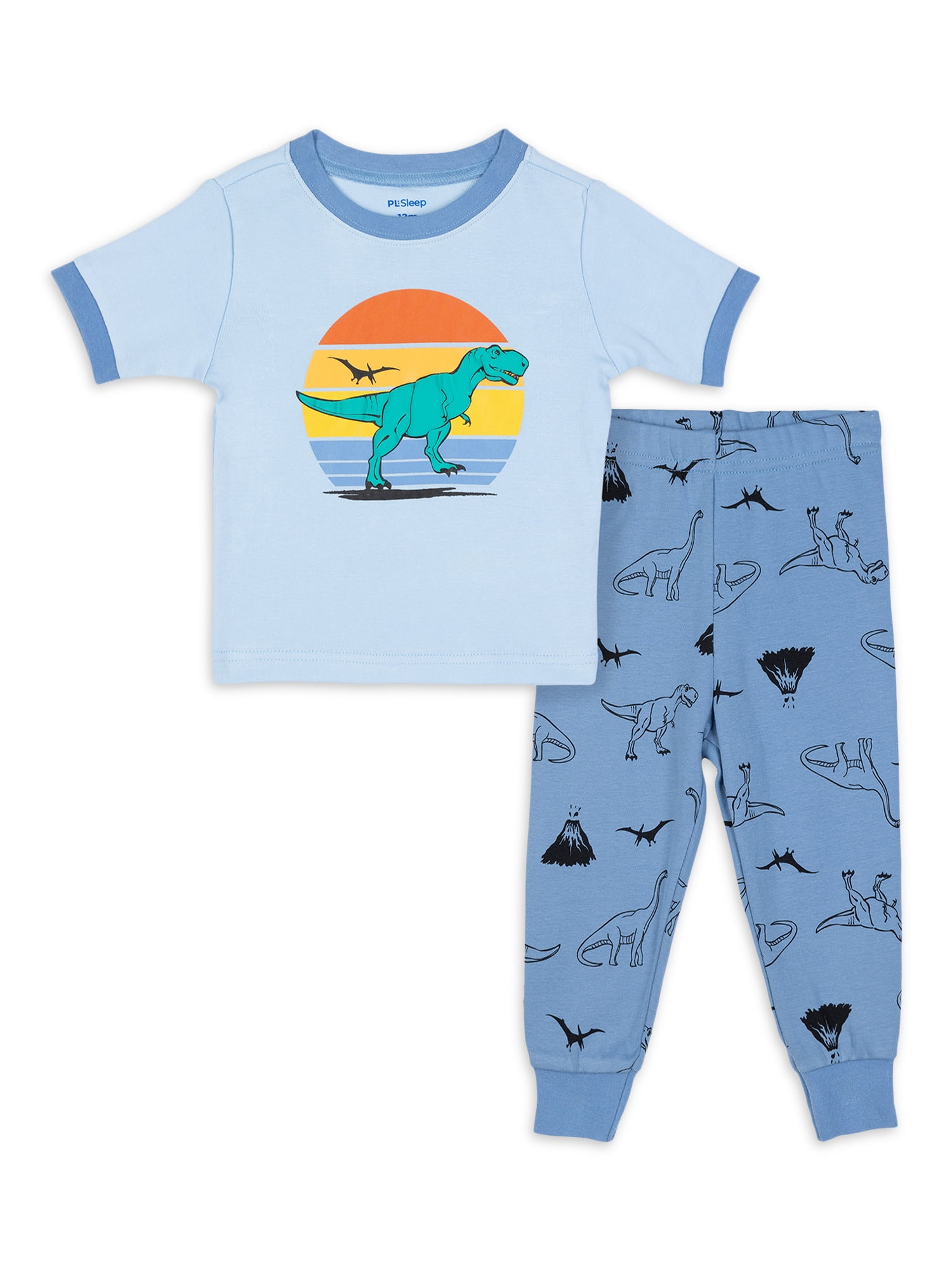 Petit Lem Boys 2 Piece Short Sleeve Top and Long Pants Pajama Sleep Set