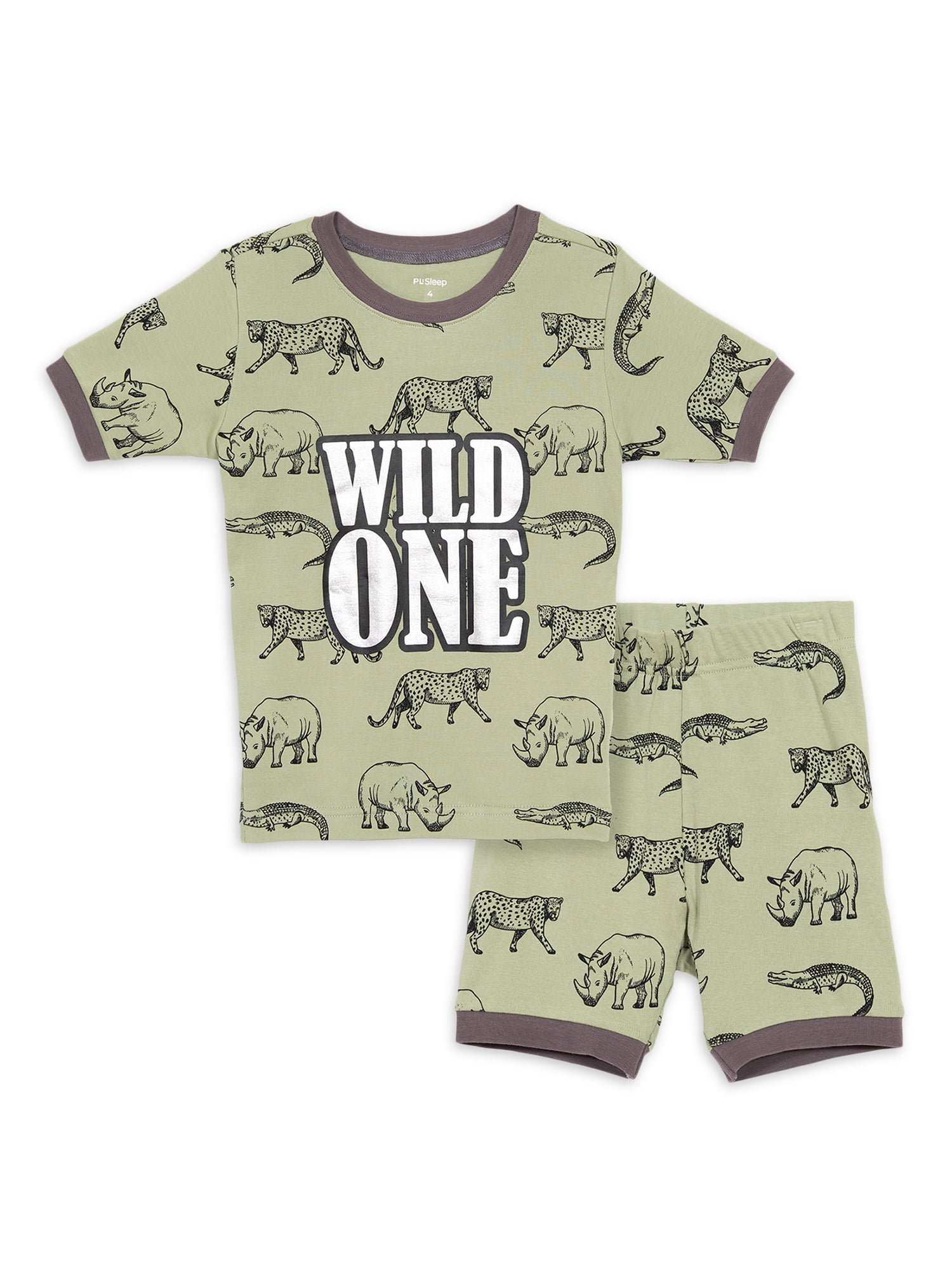 Petit Lem Boys 2 Piece Short Sleeve Top and Shorts Pajama Sleep Set