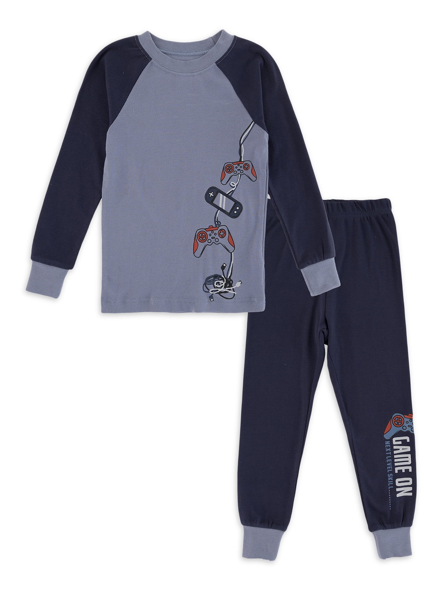 Petit Lem Boys Long Sleeve Top and Long Pants 2 Piece Pajama Sleep Set