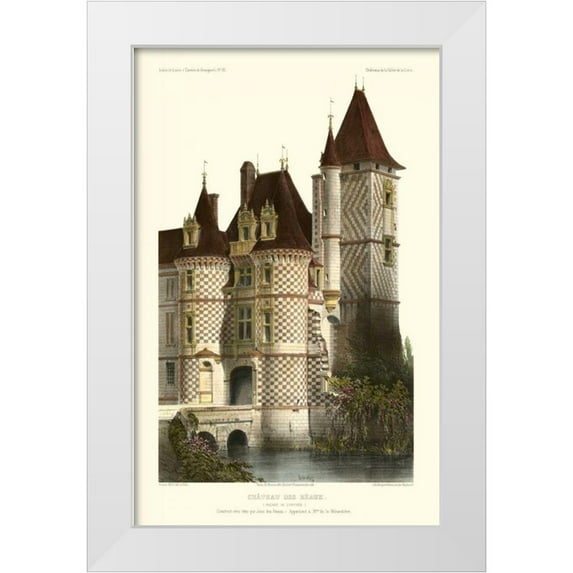 Petit, Victor 13x18 White Modern Wood Framed Museum Art Print Titled - French Chateaux in Brick II