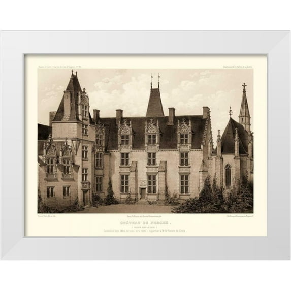 Petit, Victor 24x19 White Modern Wood Framed Museum Art Print Titled - Petite Sepia Chateaux I